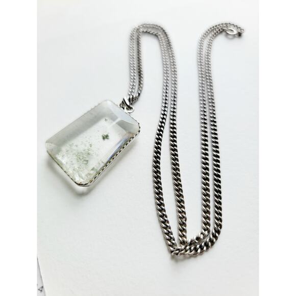 Sterling Silver Malachite Inclusion Pendant on Chain - Picture 6 of 7